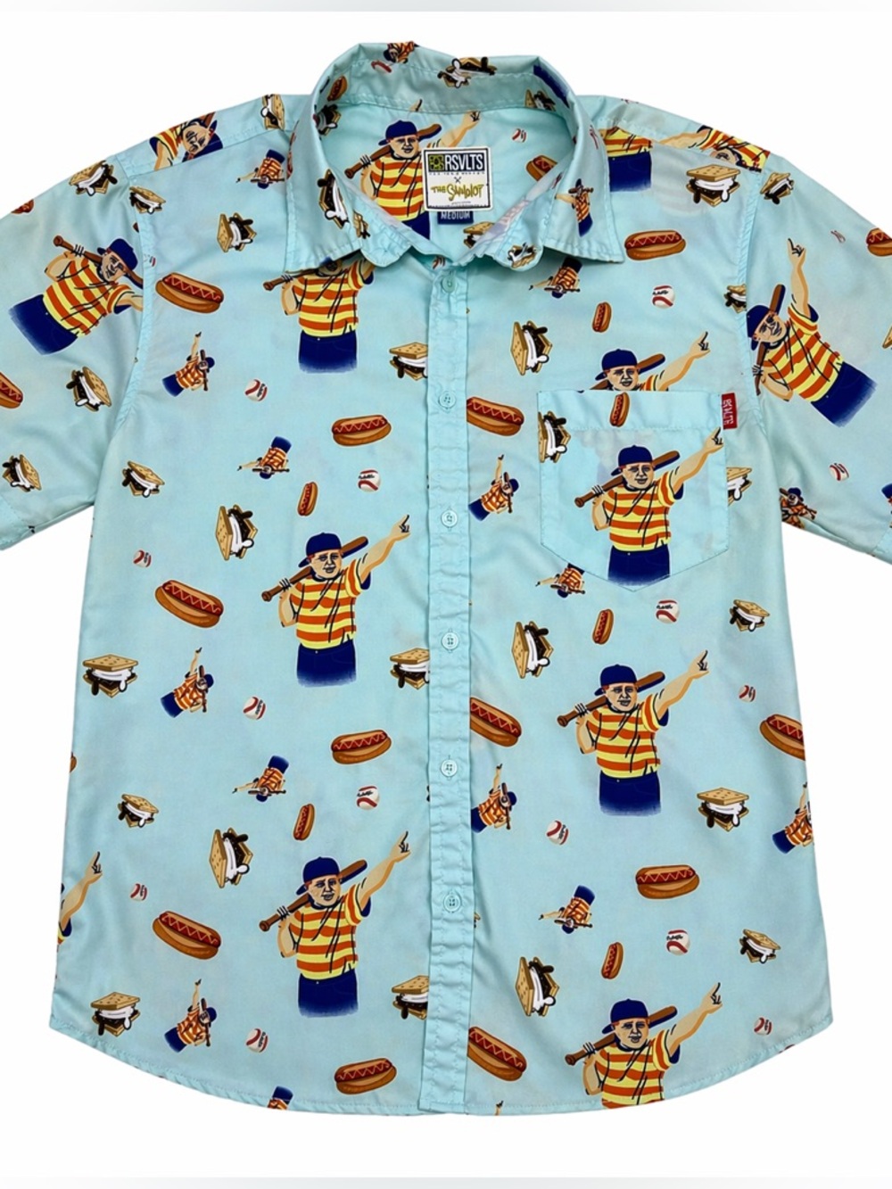 RSVLTS Mint Green Sandlot Novelty Button-Up short sleeve Shirt medium